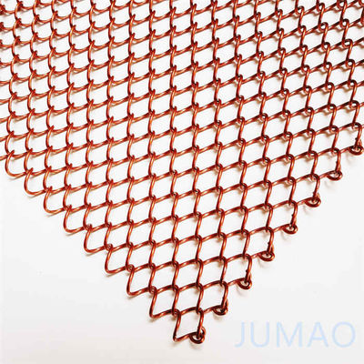 Kırmızı sarmal Metal Mesh Perdeleri Zincirli Şömine Ekrani Perdeleri